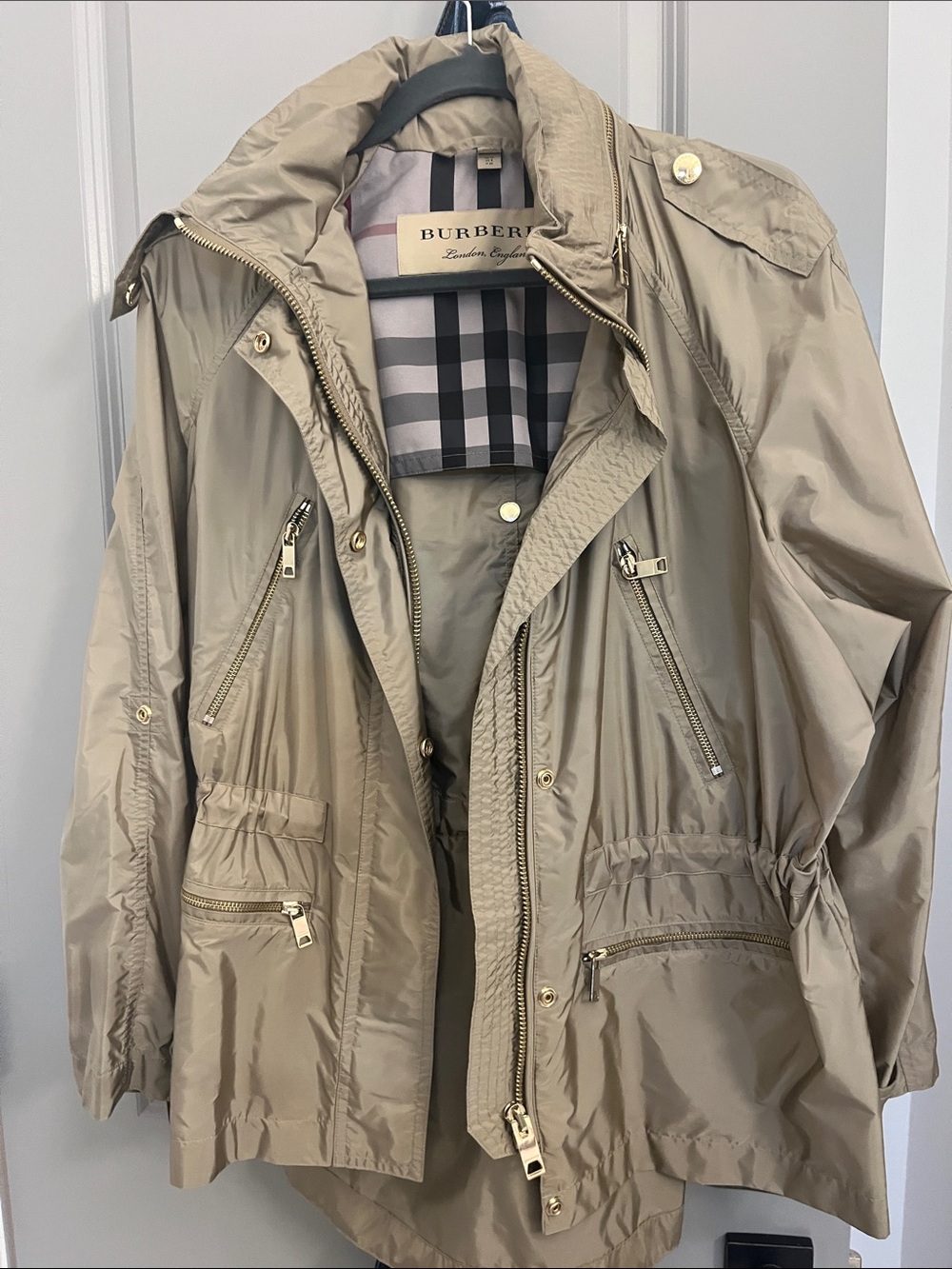 Burberry Women's Beige Utility Parka with Check Lining